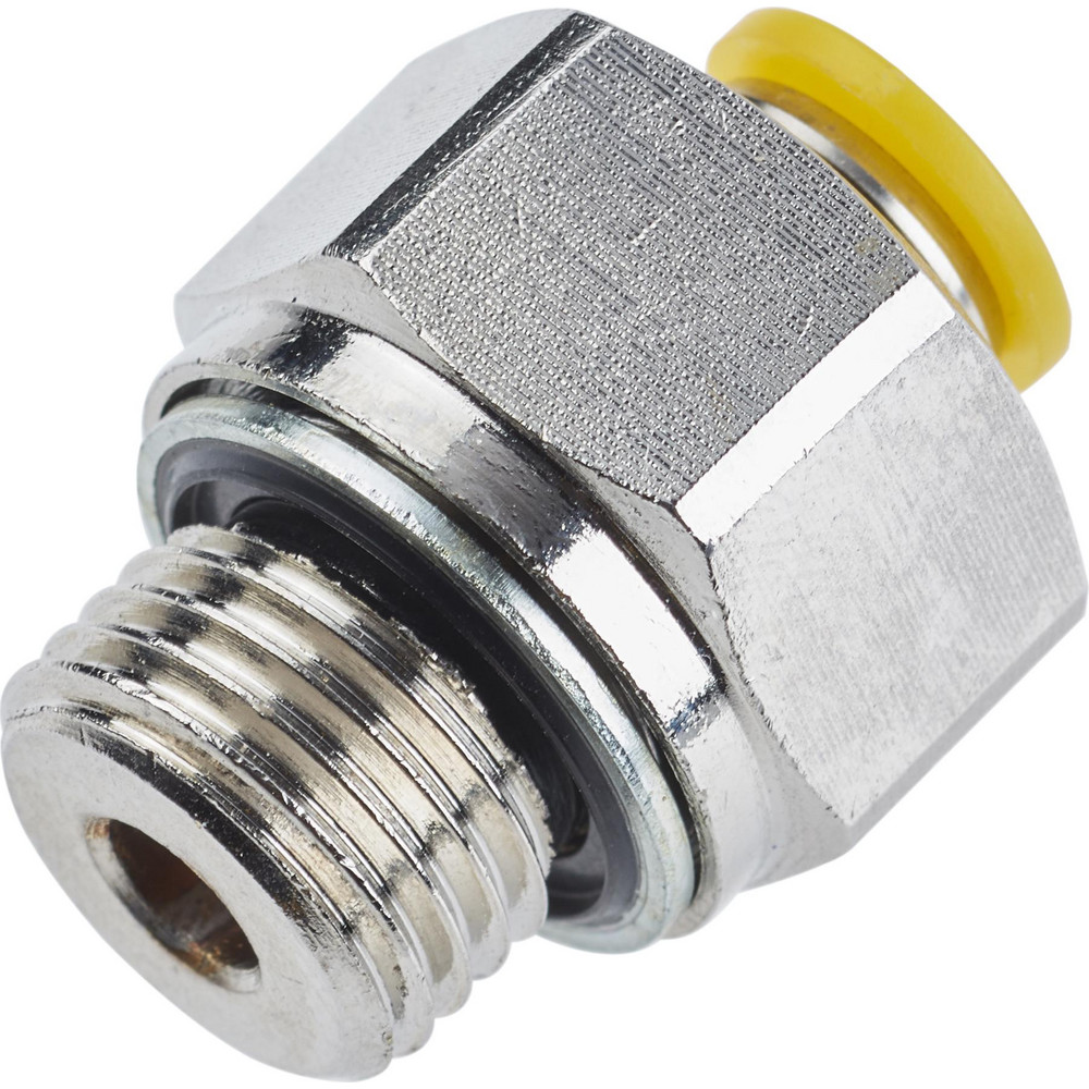Parker Push-to-Connect Push-to-Connect x Male BSPP Fitting: 90 deg Swivel Elbow, 1/8 Thread, BSPP, 6 mm OD - 169PLP-6M-2G