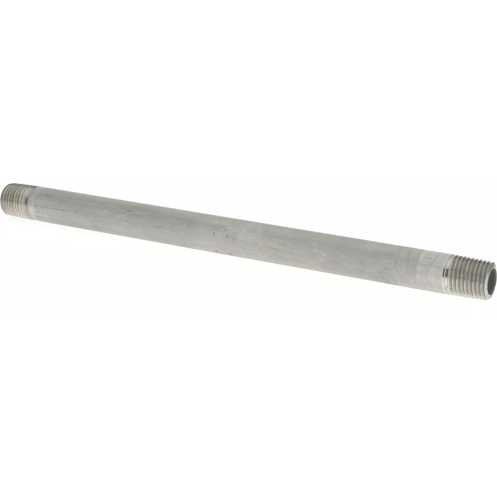 Merit Brass Stainless Steel Pipe Nipple: 1/4" Pipe, Grade 304 & 304L - 4004-800