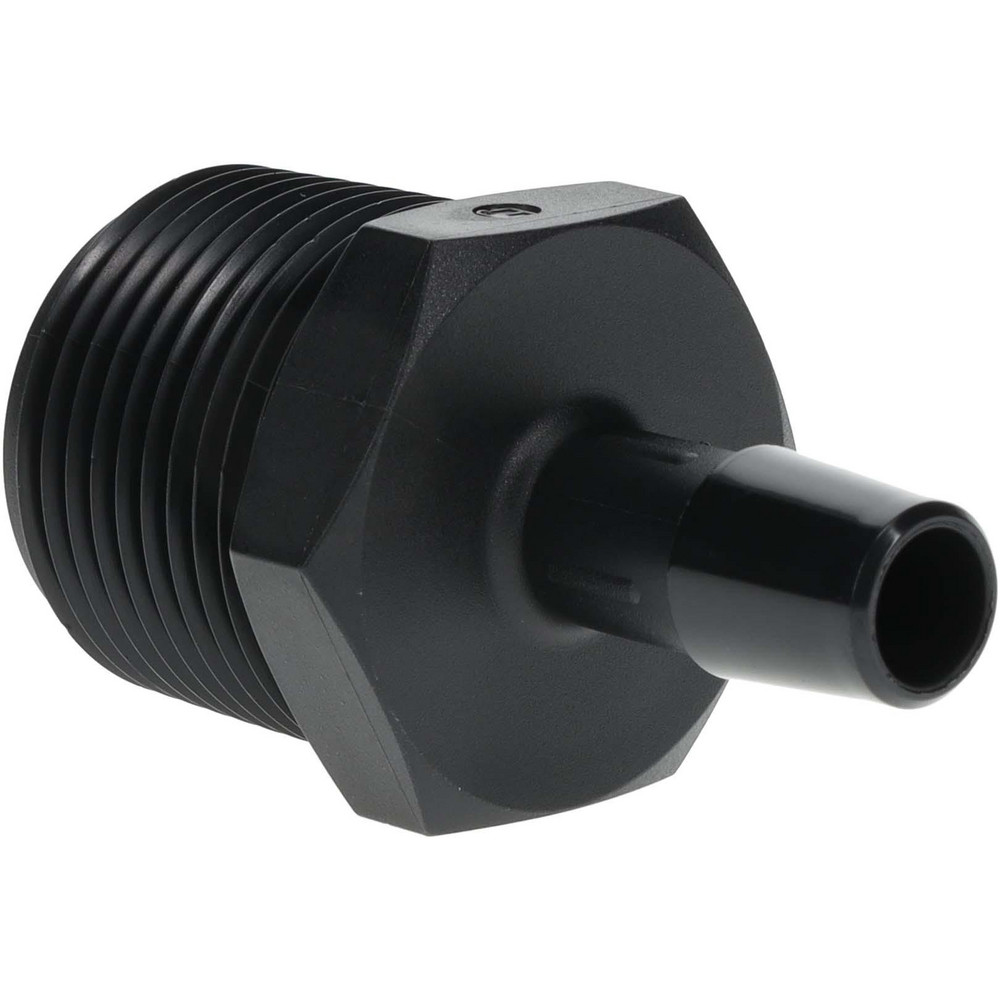 Made in USA Barbed Tube Adapter: Single Barb, 1/4" Barb, 1/4" NPT - A4-4BN