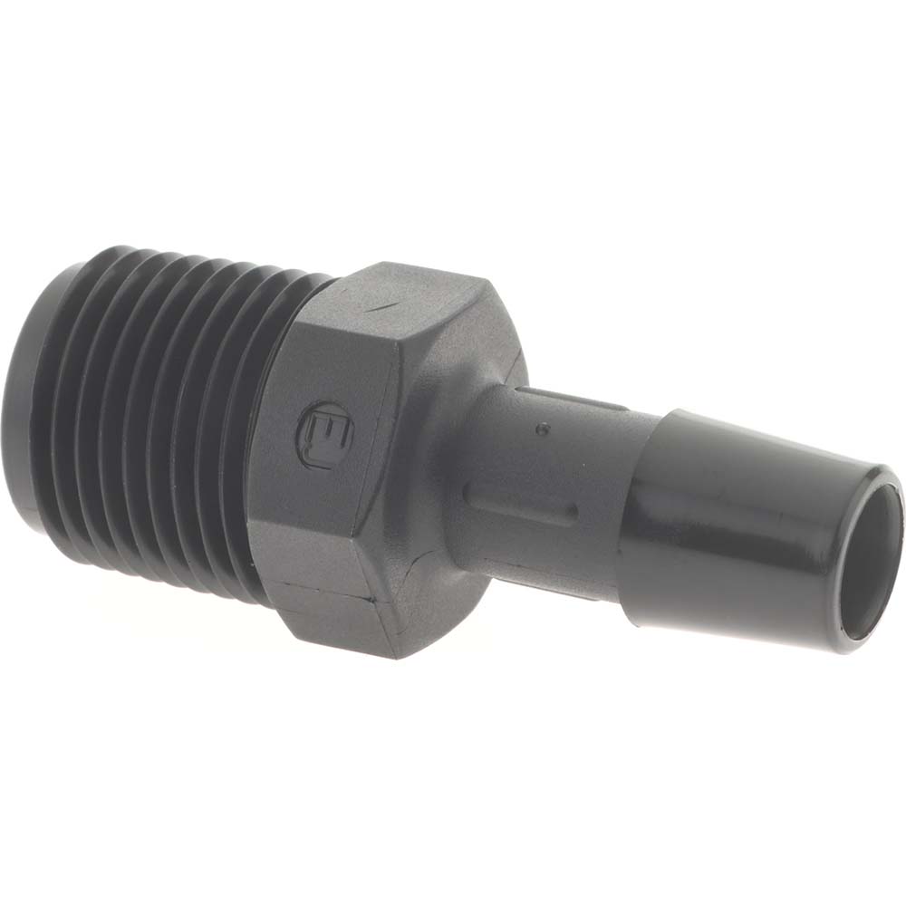Made in USA Barbed Tube Adapter: Single Barb, 1/4" Barb, 1/4" NPT - A4-4BN