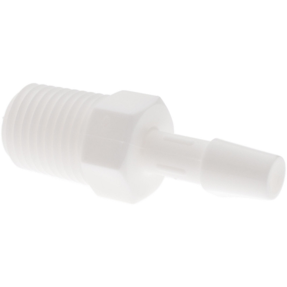 Made in USA Barbed Tube Adapter: Single Barb, 1/4" Barb, 1/4" NPT - A4-4BN