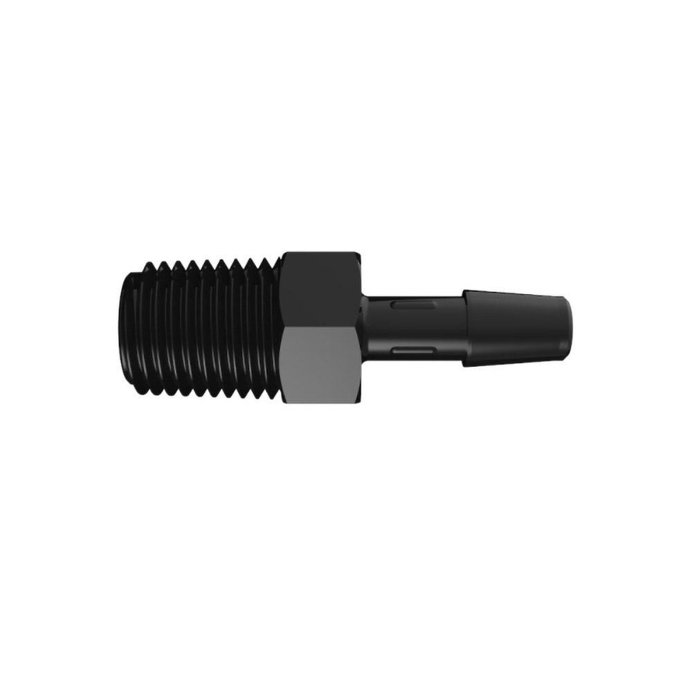 Made in USA Barbed Tube Adapter: Single Barb, 1/4" Barb, 1/4" NPT - A4-4BN