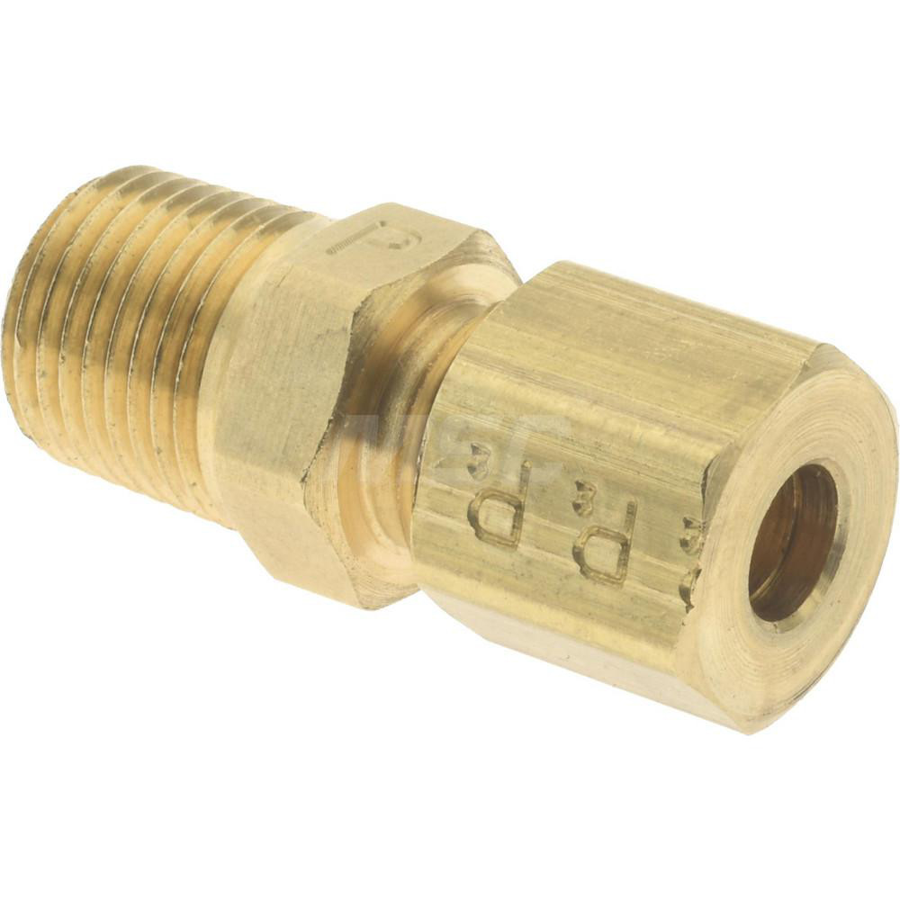 Parker Brass Flared Tube Male Connector: 5/16" OD, 1/8-27 Thread, 45 deg Flared Angle - 48F-5-2