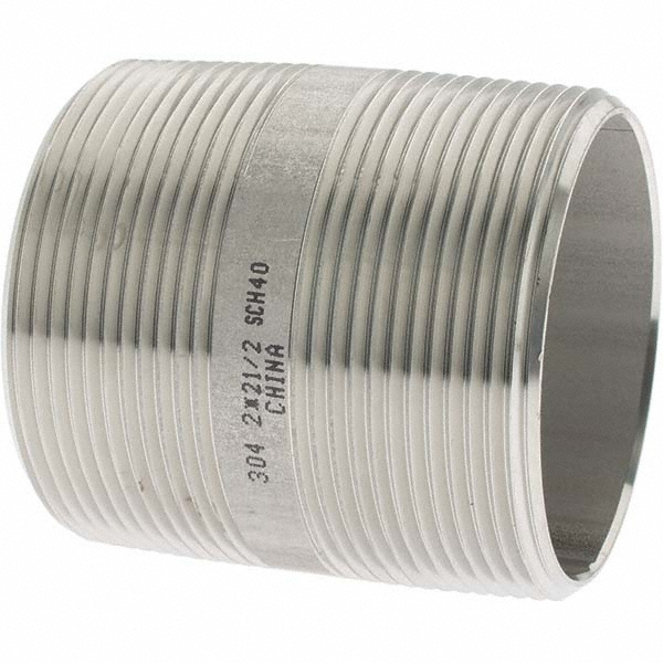 Merit Brass Stainless Steel Pipe Nipple: 2" Pipe, Grade 304 & 304L - 4032-600