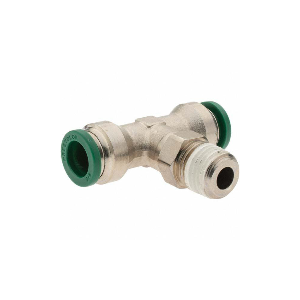Parker Push-to-Connect Tube x MNPT x Tube x Male Fitting: Swivel Branch Tee, NPTF, 3/8" OD - 12558