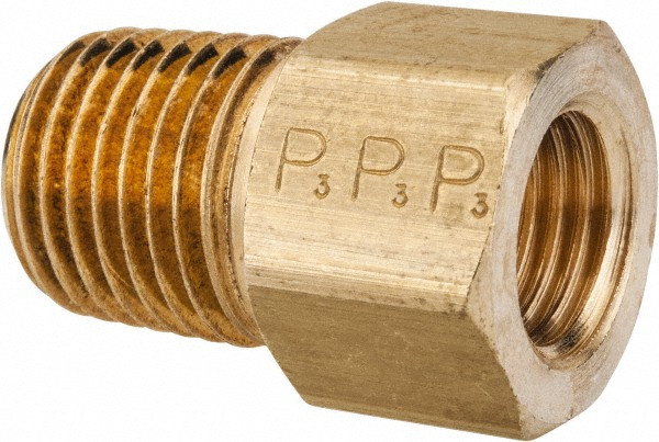 Parker Brass Flared Tube Connector: 1/4" OD, 1/4-18 Thread, 45 deg Flared Angle - 664FHD-4-4