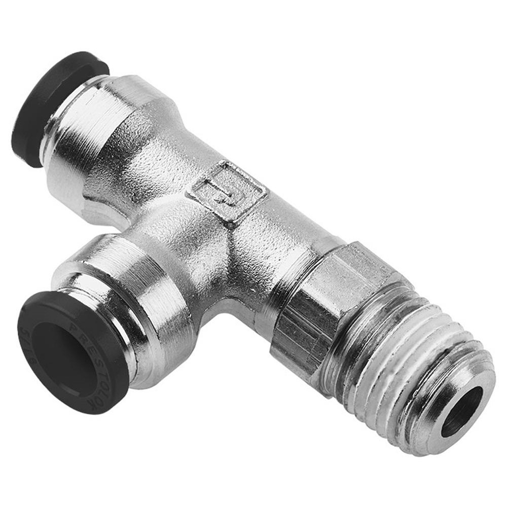 Parker Push-to-Connect Tube x MNPT x Tube x Male Fitting: Run Tee, NPTF, 1/4" OD - XW171PLP-4-2