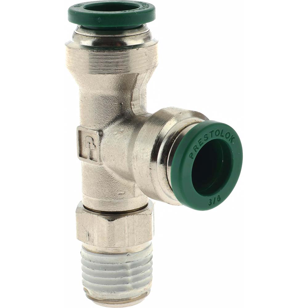 Parker Push-to-Connect Tube x MNPT x Tube x Male Fitting: Run Tee, NPTF, 1/4" OD - XW171PLP-4-2