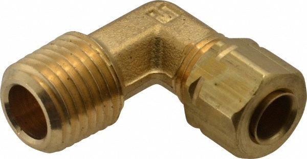 Parker Compression Tube Male Elbow: 1/8-27, 1/4" Tube OD, Compression x MNPTF - 169CA-4-2