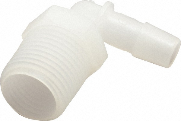Made in USA Barbed Tube Elbow: Single Barb, 1/4" Barb, 1/4" NPT - L4-4NK7