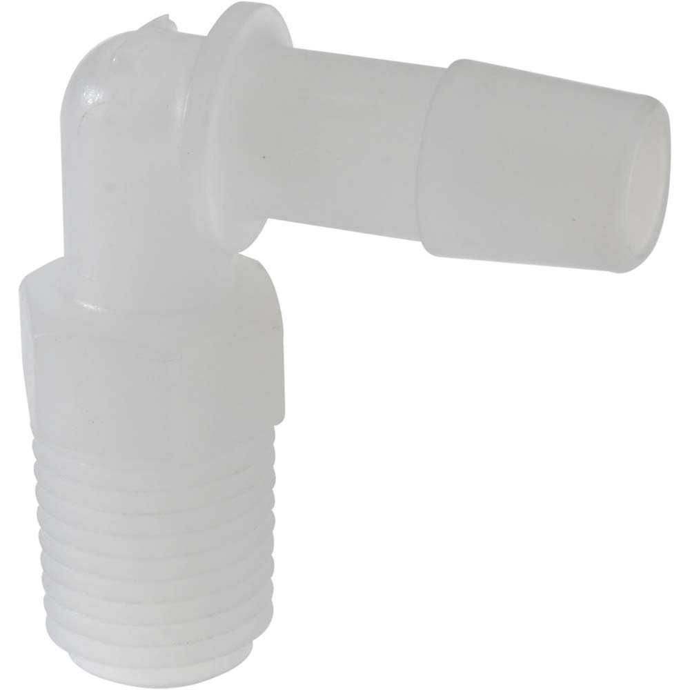 Made in USA Barbed Tube Elbow: Single Barb, 1/4" Barb, 1/4" NPT - L4-4NK7