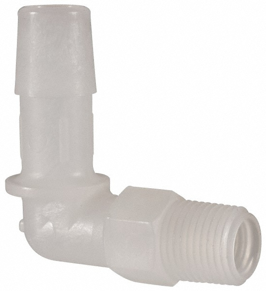 Made in USA Barbed Tube Elbow: Single Barb, 1/4" Barb, 1/4" NPT - L4-4NK7