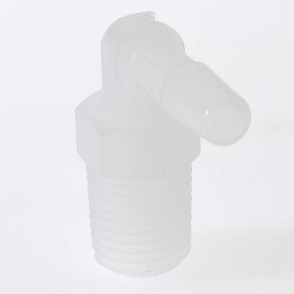 Made in USA Barbed Tube Elbow: Single Barb, 1/4" Barb, 1/4" NPT - L4-4NK7
