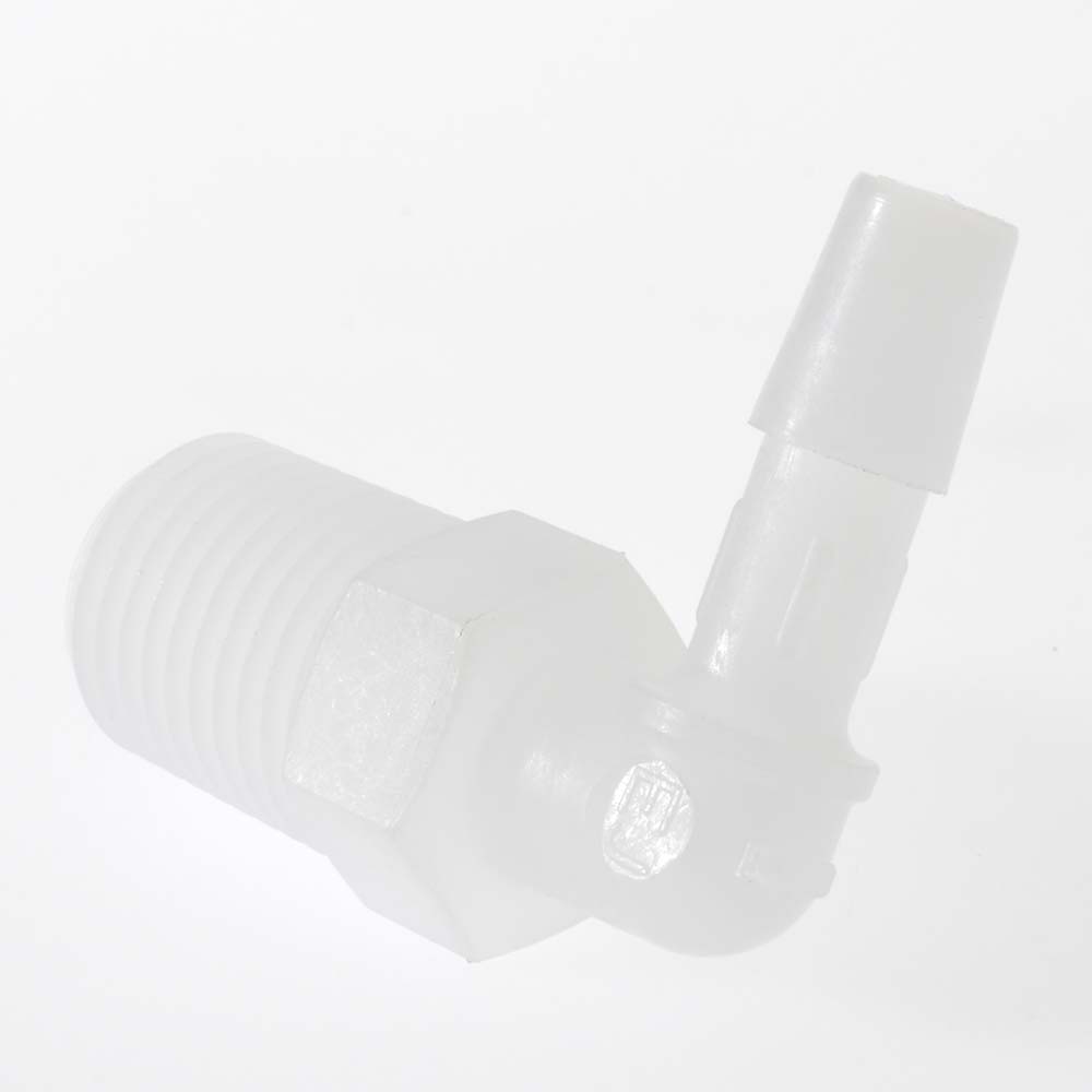 Made in USA Barbed Tube Elbow: Single Barb, 1/4" Barb, 1/4" NPT - L4-4NK7