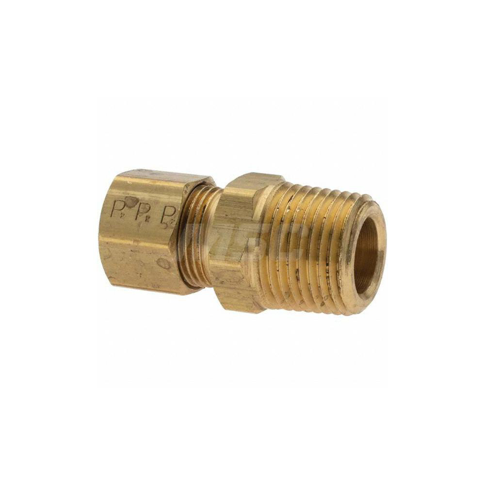 Parker Compression Tube Connector: 3/8-18, 3/8" Tube OD, Compression x MNPT - -11058-2