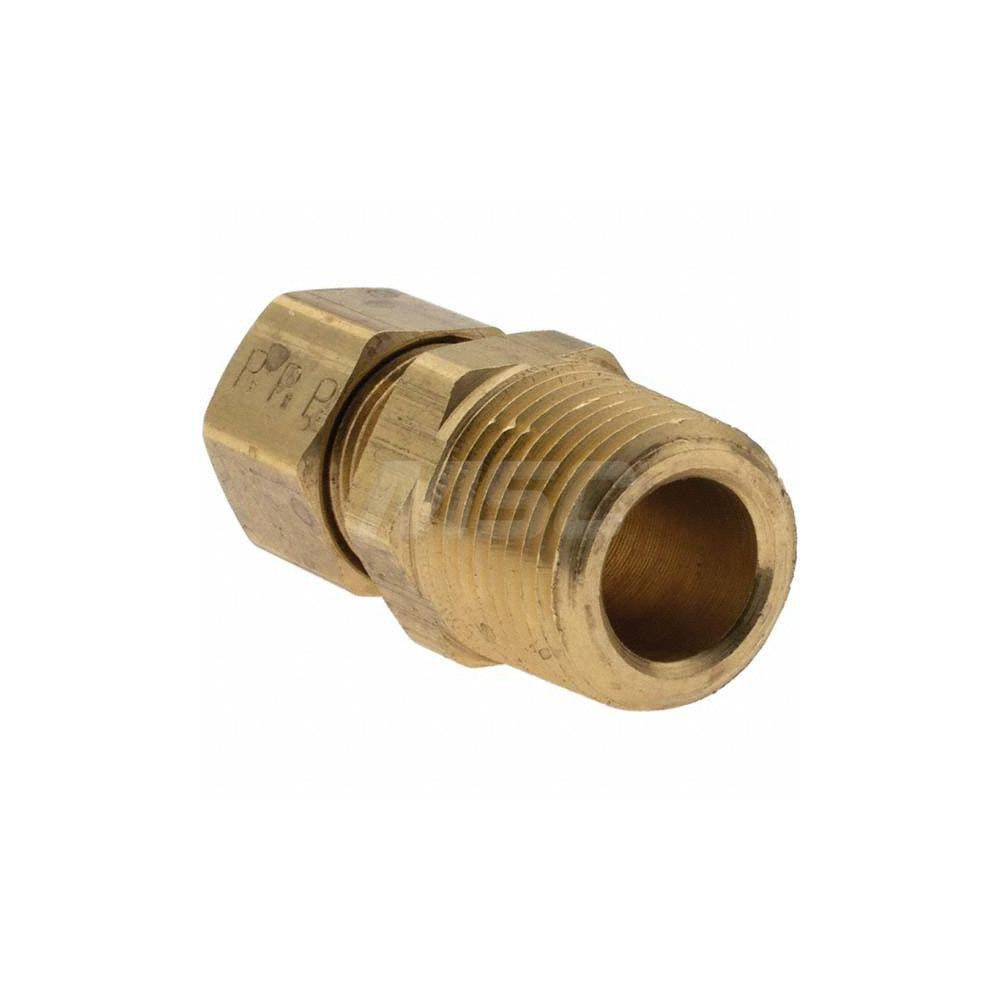 Parker Compression Tube Connector: 3/8-18, 3/8" Tube OD, Compression x MNPT - -11058-2