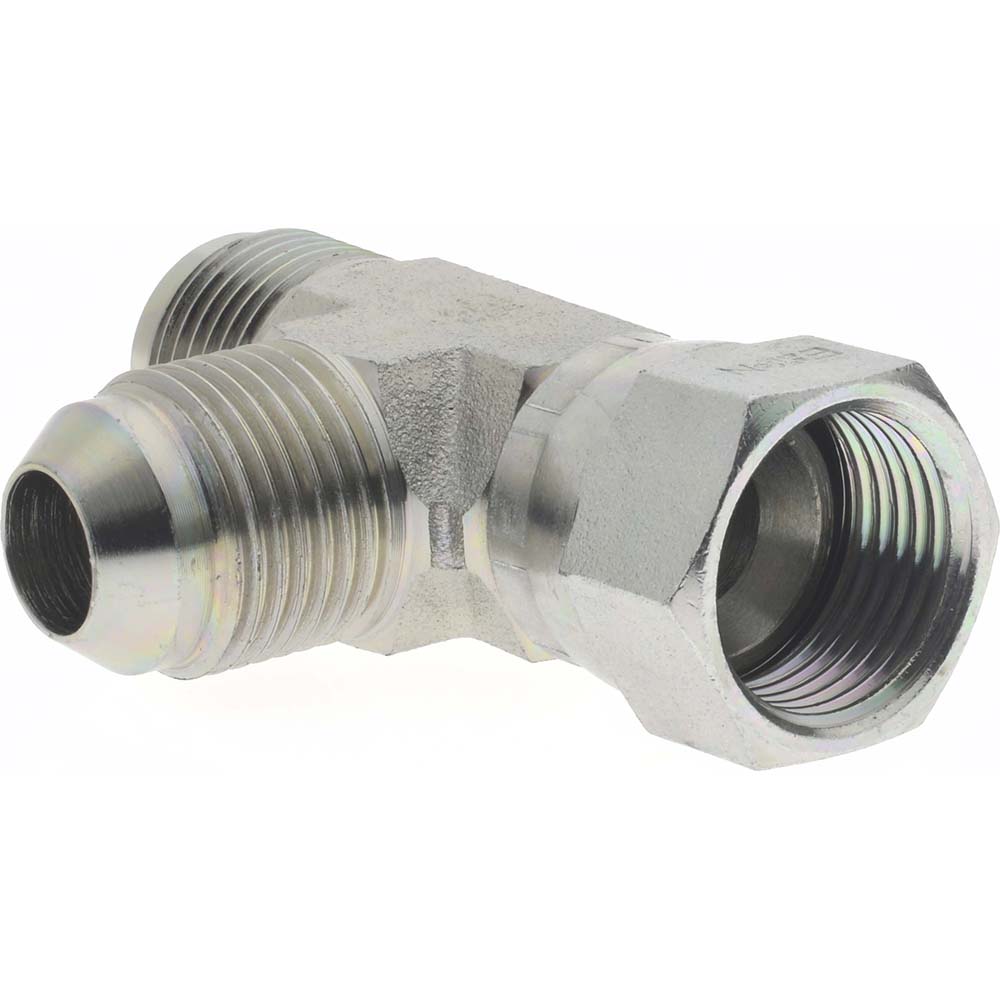 Eaton Steel Flared Tube Swivel Nut Run Tee: 1/2" OD, 3/4-16 Thread, 37 deg Flared Angle - 203102-8-8S