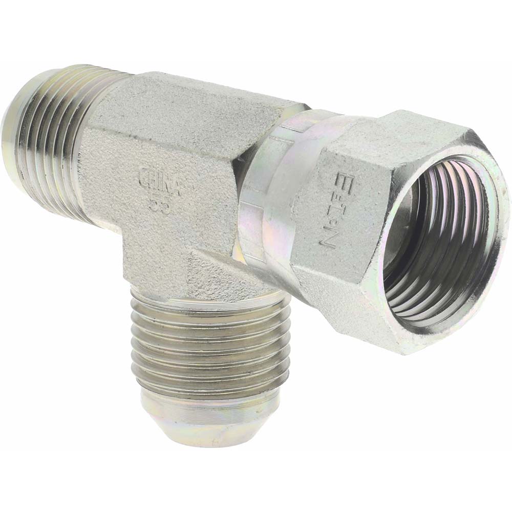 Eaton Steel Flared Tube Swivel Nut Run Tee: 1/2" OD, 3/4-16 Thread, 37 deg Flared Angle - 203102-8-8S