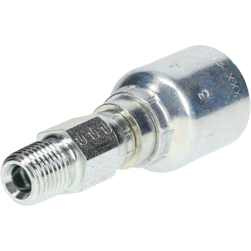 Parker Hydraulic Hose Male NPTF Pipe Swivel Fitting: 0.375" ID, 6 mm, 1/4" - KP46844