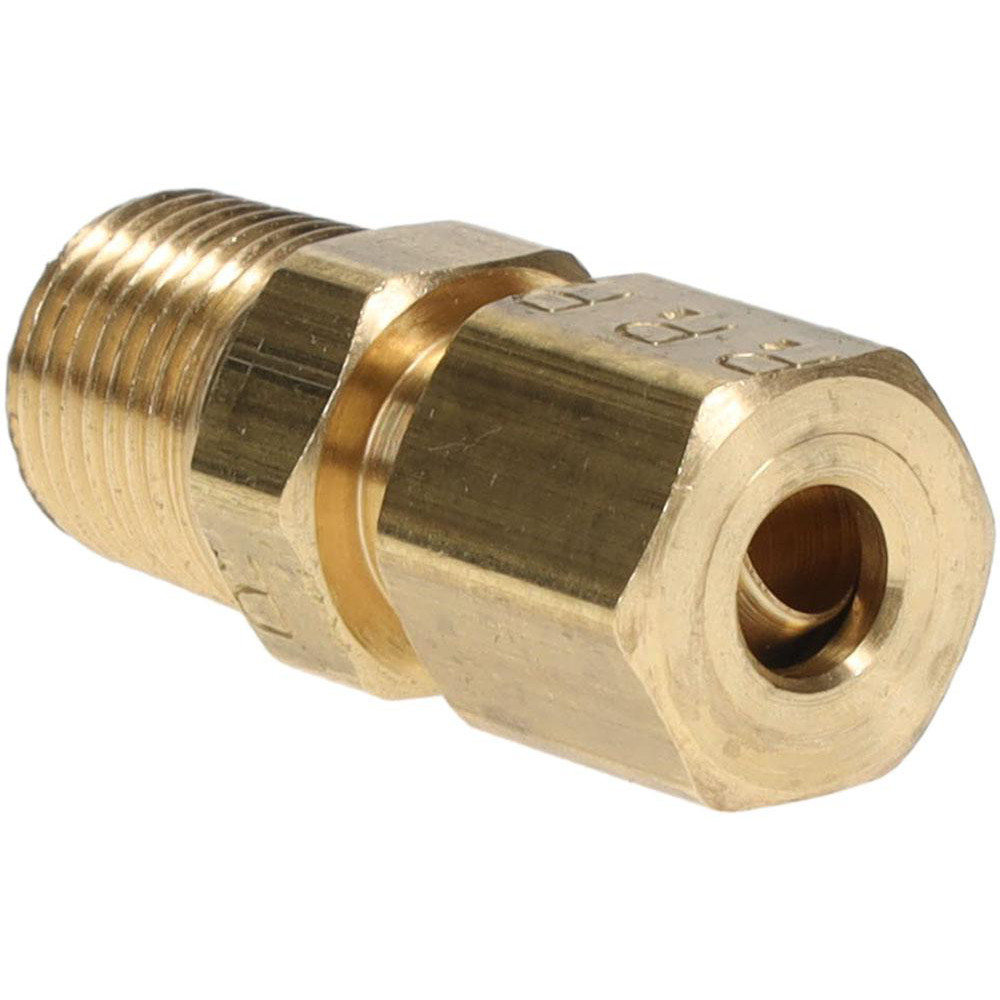 Parker Compression Tube Male Connector: 1/8-27, 3/16" Tube OD, Compression x MNPTF - 68C-3-2