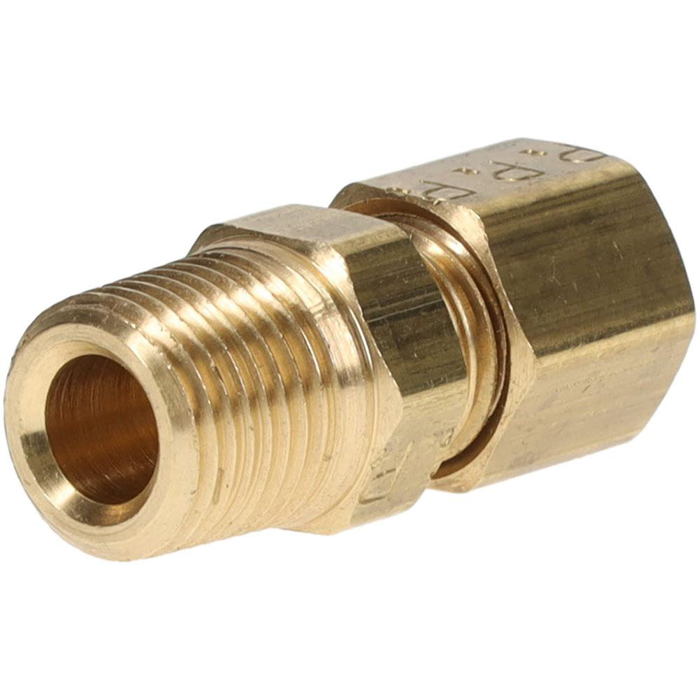 Parker Compression Tube Male Connector: 1/8-27, 3/16" Tube OD, Compression x MNPTF - 68C-3-2