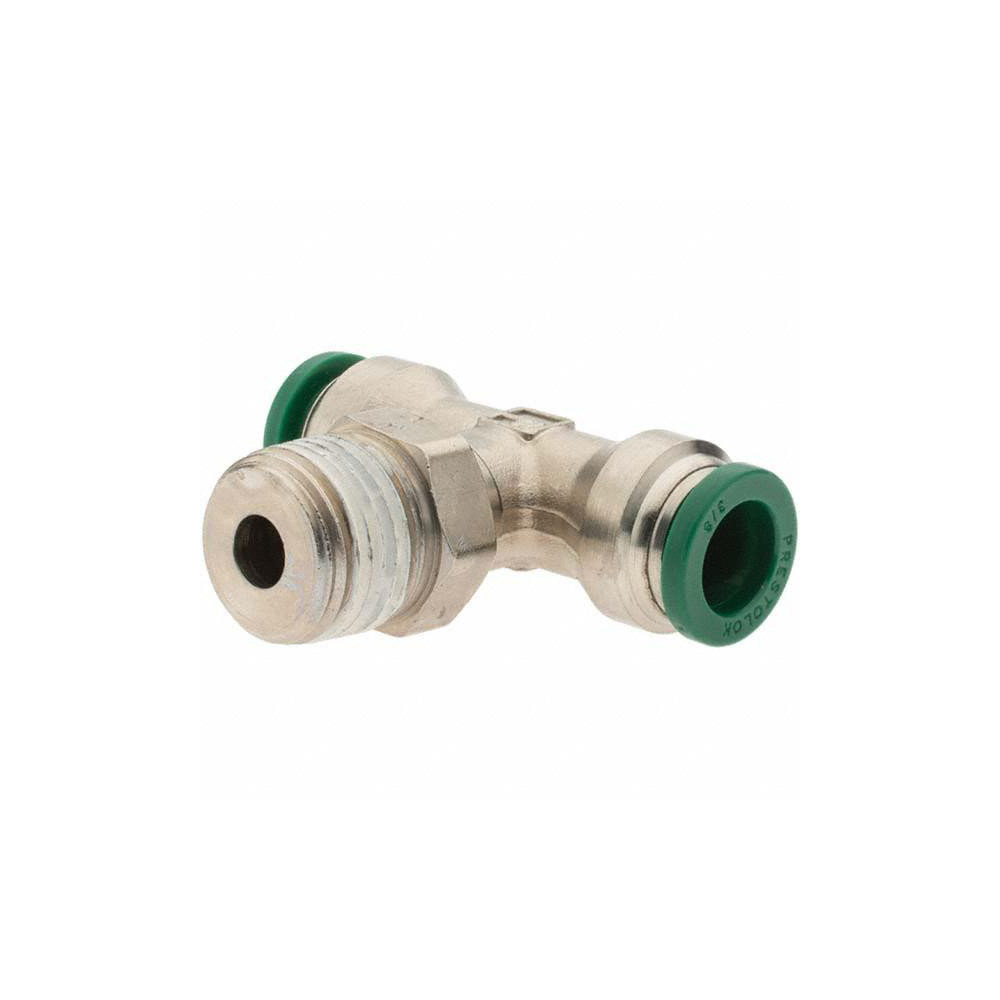Parker Push-to-Connect Tube x MNPT x Tube x Male Fitting: Swivel Branch Tee, NPTF, 3/8" OD - -12558-1