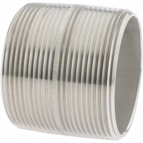 Merit Brass Stainless Steel Pipe Nipple: 2" Pipe, Grade 316 & 316L - 6032-001