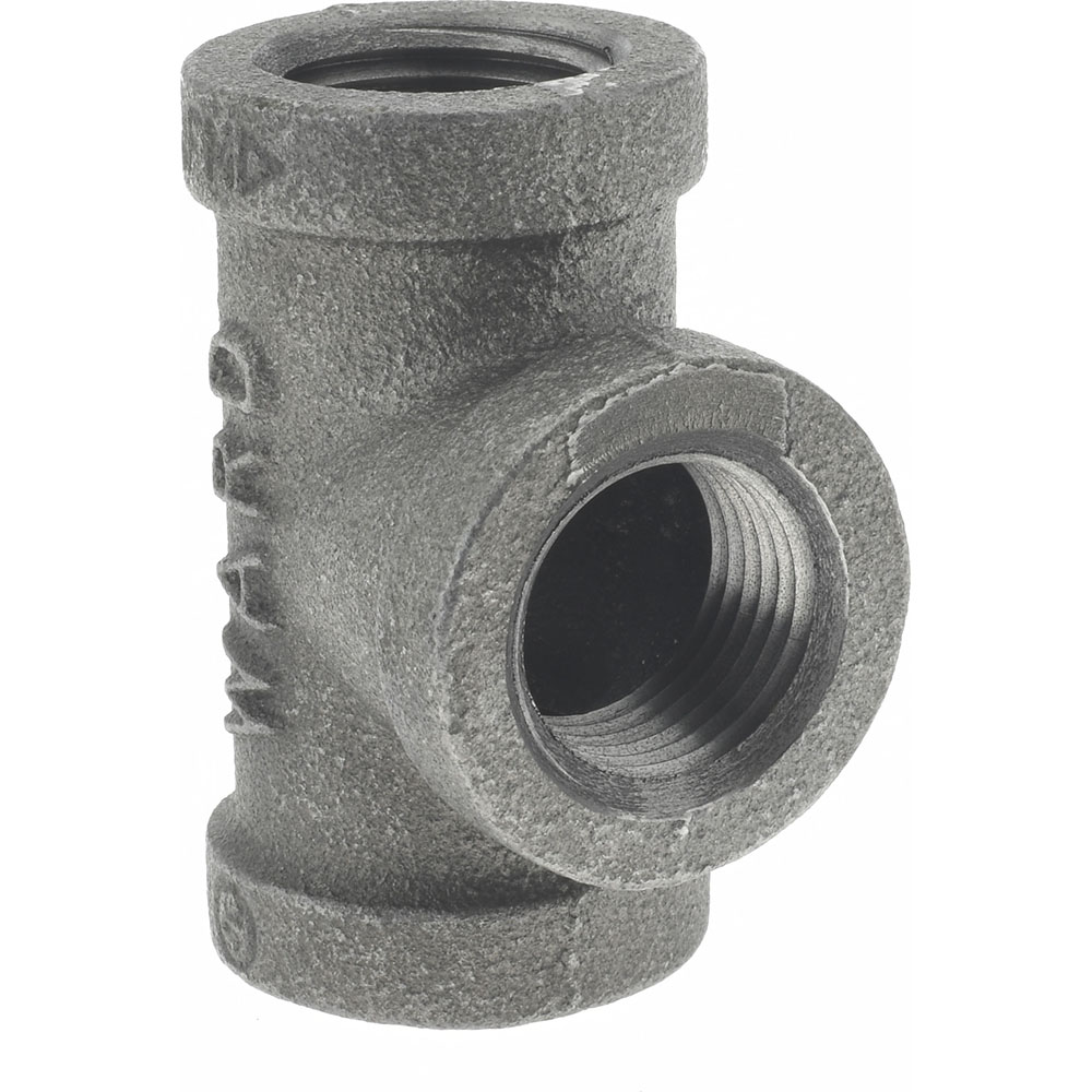 Anvil Black Pipe Fittings: Tee, 1/2", Threaded, Malleable Iron - 0310029806