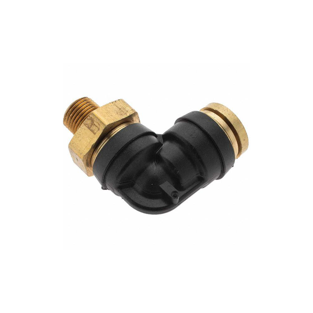Parker Push-to-Connect Tube x MNPT x Tube x Male Fitting: 90 deg Swivel Elbow, 3/8" OD - PF-00056