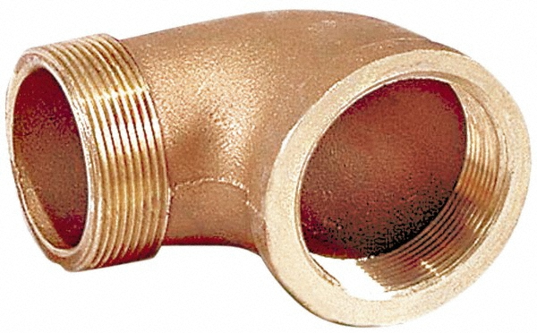 Merit Brass Brass Pipe 90 ° Street Elbow: 1/2" Fitting, Threaded, FNPT x MNPT, Class 125 - C103-08