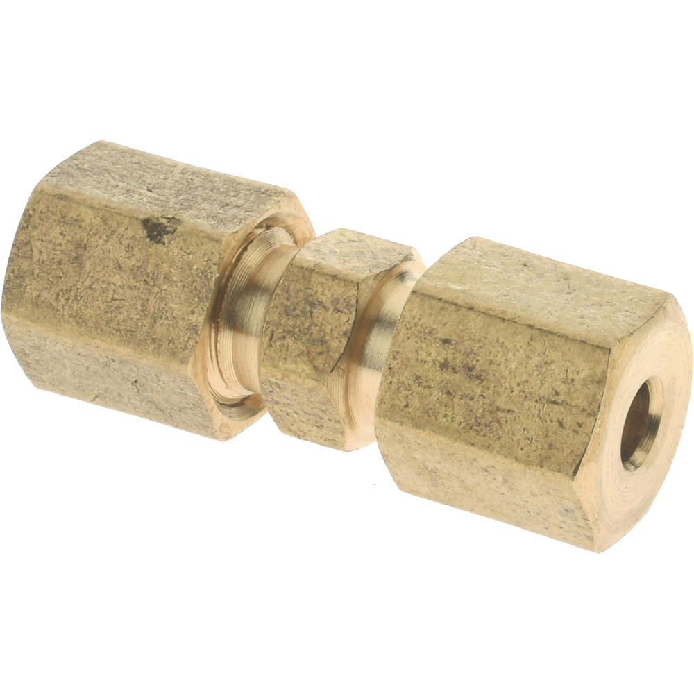 Made in USA Compression Tube Union: 7/16-20, 1/4" Tube OD, Compression x Compression - F-4-U