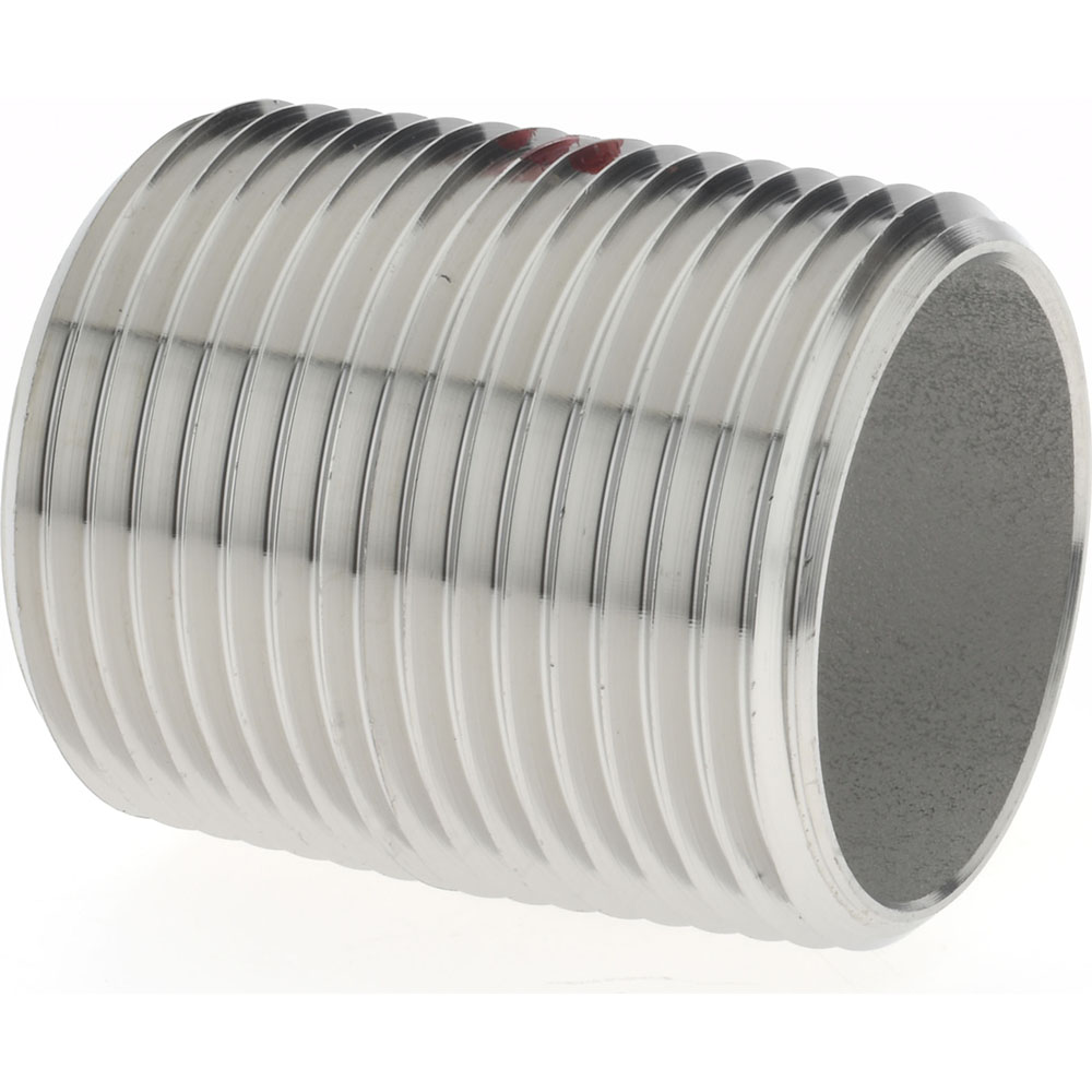 Merit Brass Stainless Steel Pipe Nipple: 1" Pipe, Grade 304 & 304L - 4016-001