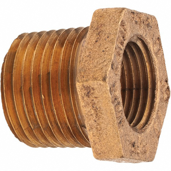 Merit Brass Brass Pipe Bushing: 2 x 1-1/2" Fitting, Threaded, MNPT x FNPT, Class 125, Lead Free - XNL114-3224