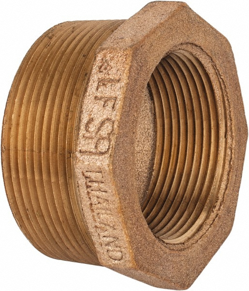 Merit Brass Brass Pipe Bushing: 2 x 1-1/2" Fitting, Threaded, MNPT x FNPT, Class 125, Lead Free - XNL114-3224