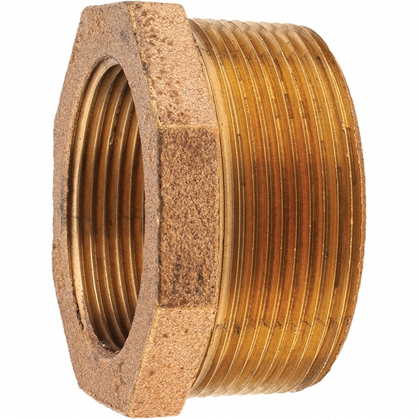 Merit Brass Brass Pipe Bushing: 2 x 1-1/2" Fitting, Threaded, MNPT x FNPT, Class 125, Lead Free - XNL114-3224