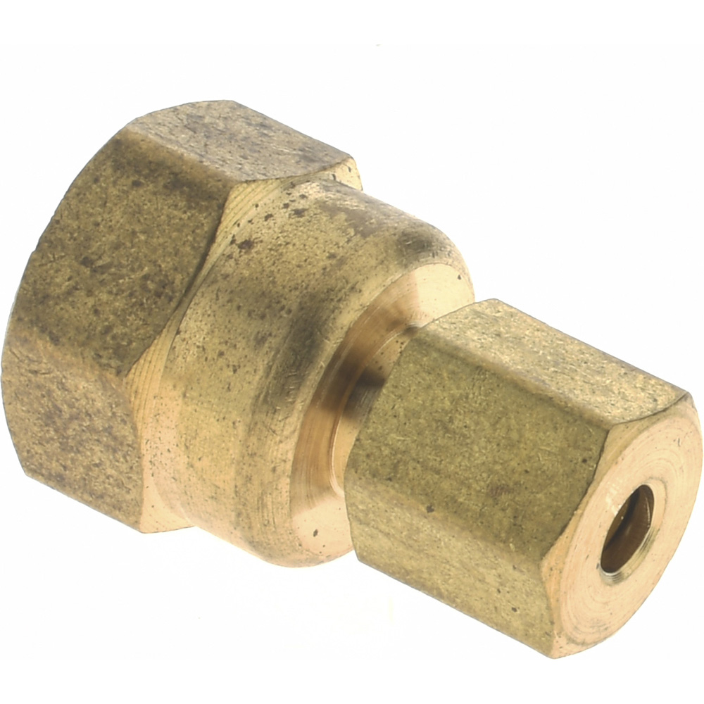 CerroBrass Compression Tube Connector: 11/16-20, 1/2" Tube OD, Compression x FNPT - 18158