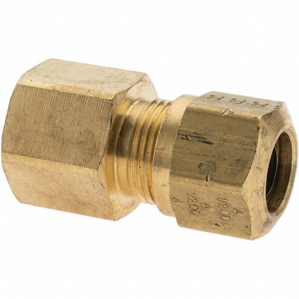 CerroBrass Compression Tube Connector: 11/16-20, 1/2" Tube OD, Compression x FNPT - 18158
