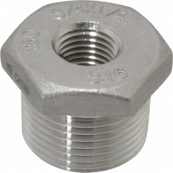 Merit Brass Pipe Bushing: 1-1/2 x 1", 316 & 316L Stainless Steel - 3614D-2416