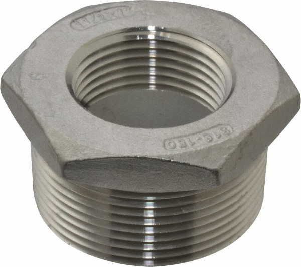 Merit Brass Pipe Bushing: 1-1/2 x 1", 316 & 316L Stainless Steel - 3614D-2416