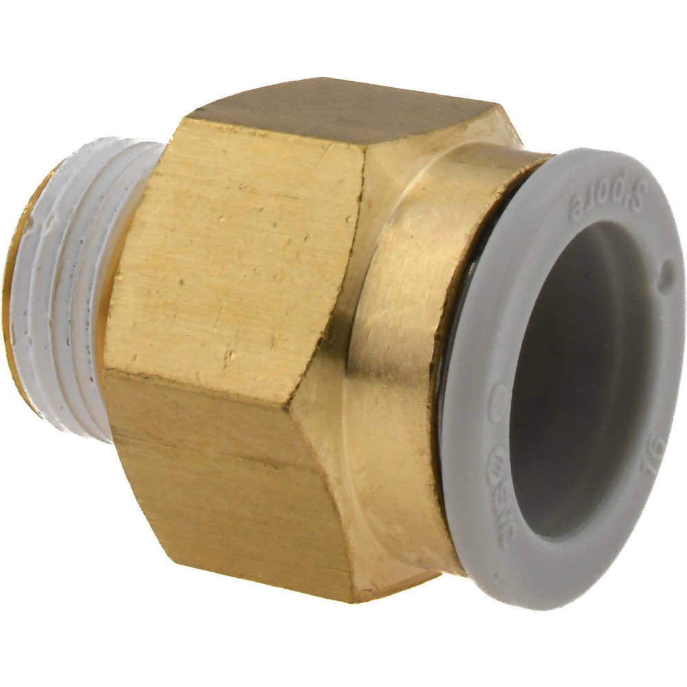 SMC PNEUMATICS Push-to-Connect Push-to-Connect Fitting: Connector, BSPT, 16.00 mm OD - KQ2H16-03AS