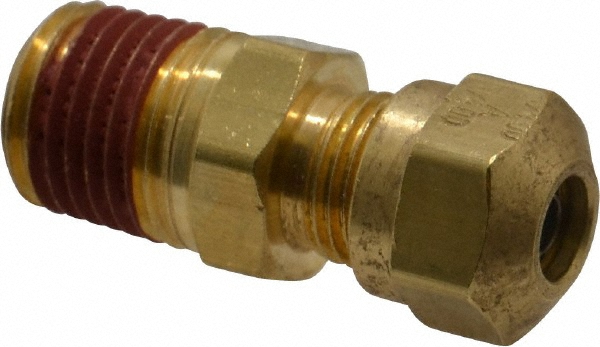 Parker Compression Tube Male Connector: 1/4, 1/4" Tube OD, Compression x MNPTF - VS68NTA-4-4