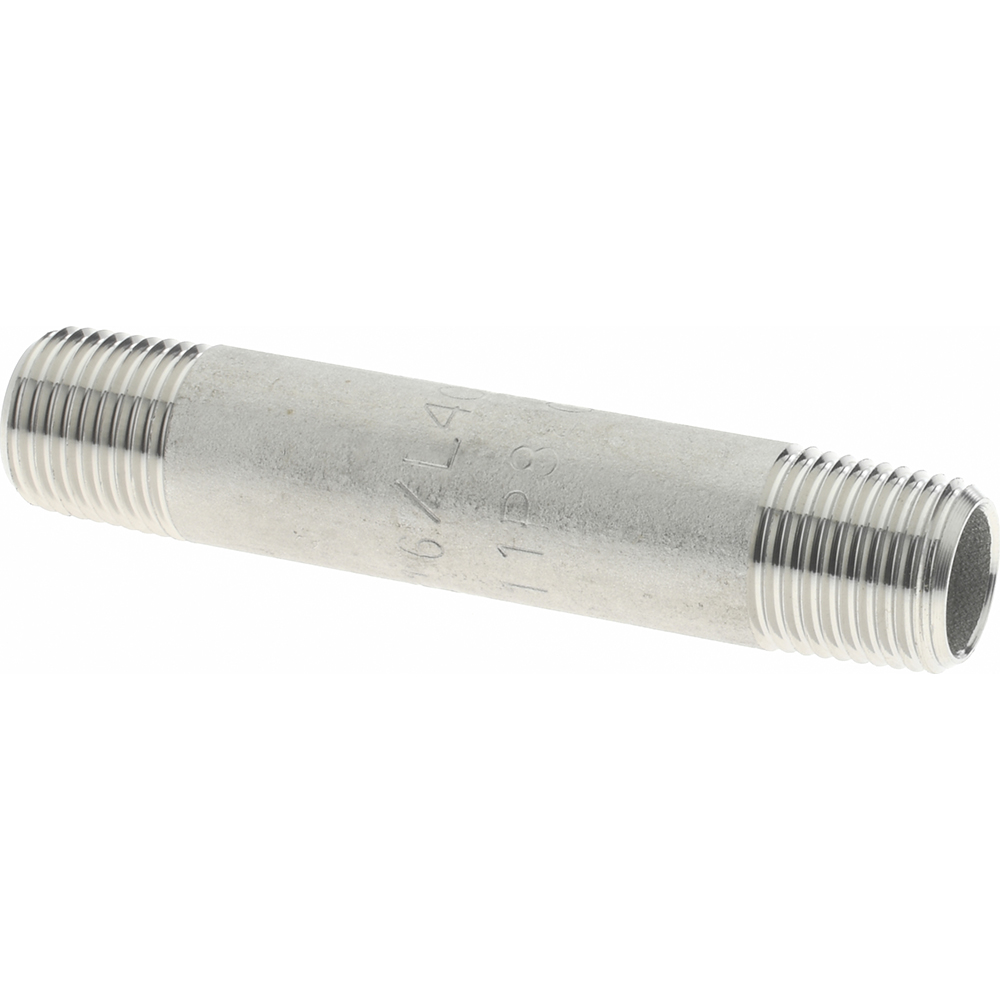 Merit Brass Stainless Steel Pipe Nipple: 1/8" Pipe, Grade 316 & 316L - 6002-500