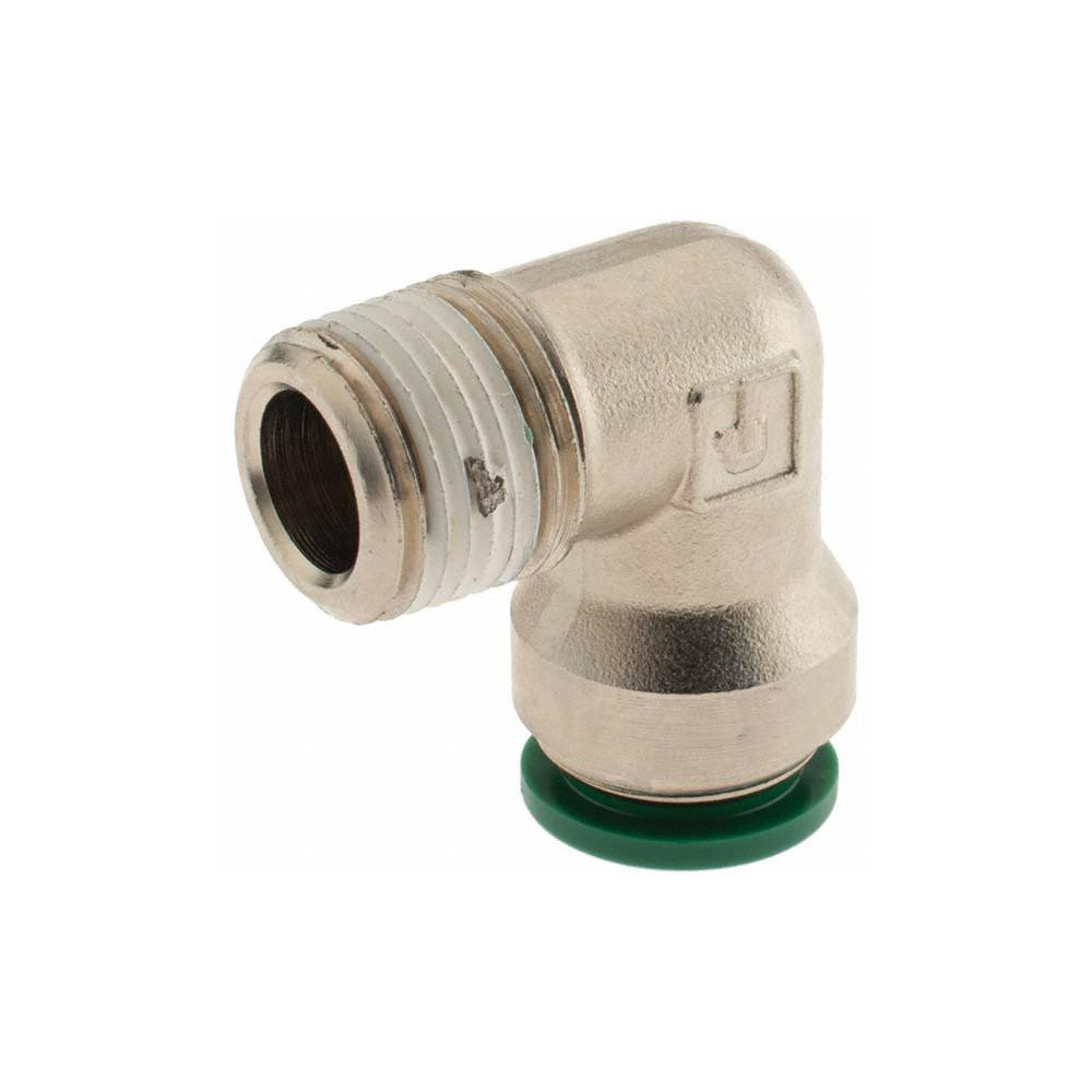Parker Push-to-Connect Tube x MNPT x Tube x Male Fitting: 90 deg Elbow, NPTF, 1/2" OD - KP82640