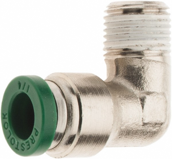 Parker Push-to-Connect Tube x MNPT x Tube x Male Fitting: 90 deg Elbow, NPTF, 1/2" OD - KP82640