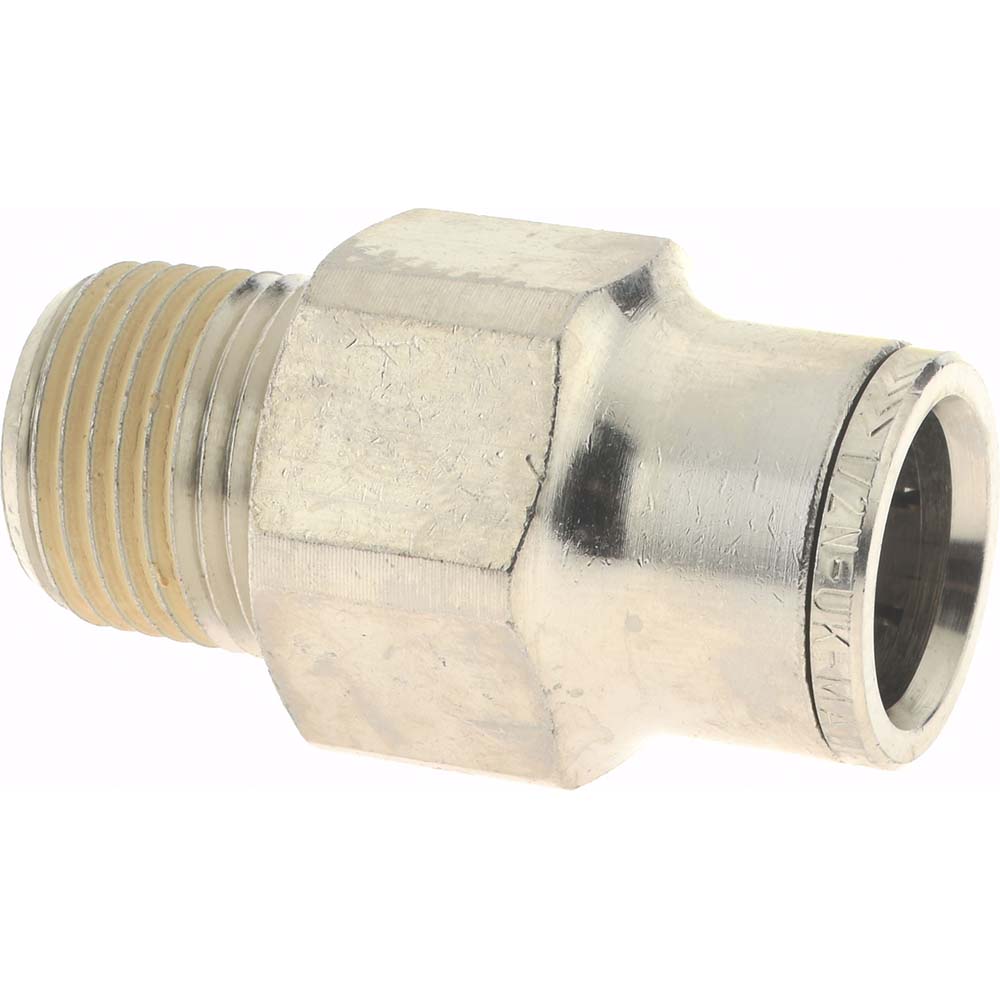 Parker Push-to-Connect Tube x MNPT x Tube x Male Fitting: 90 deg Elbow, NPTF, 1/2" OD - KP82640