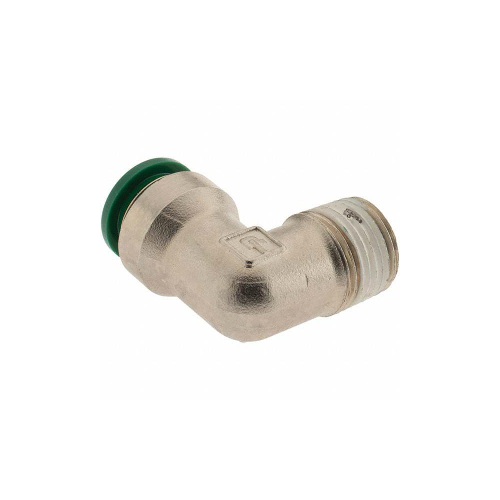 Parker Push-to-Connect Tube x MNPT x Tube x Male Fitting: 90 deg Elbow, NPTF, 1/2" OD - KP82640