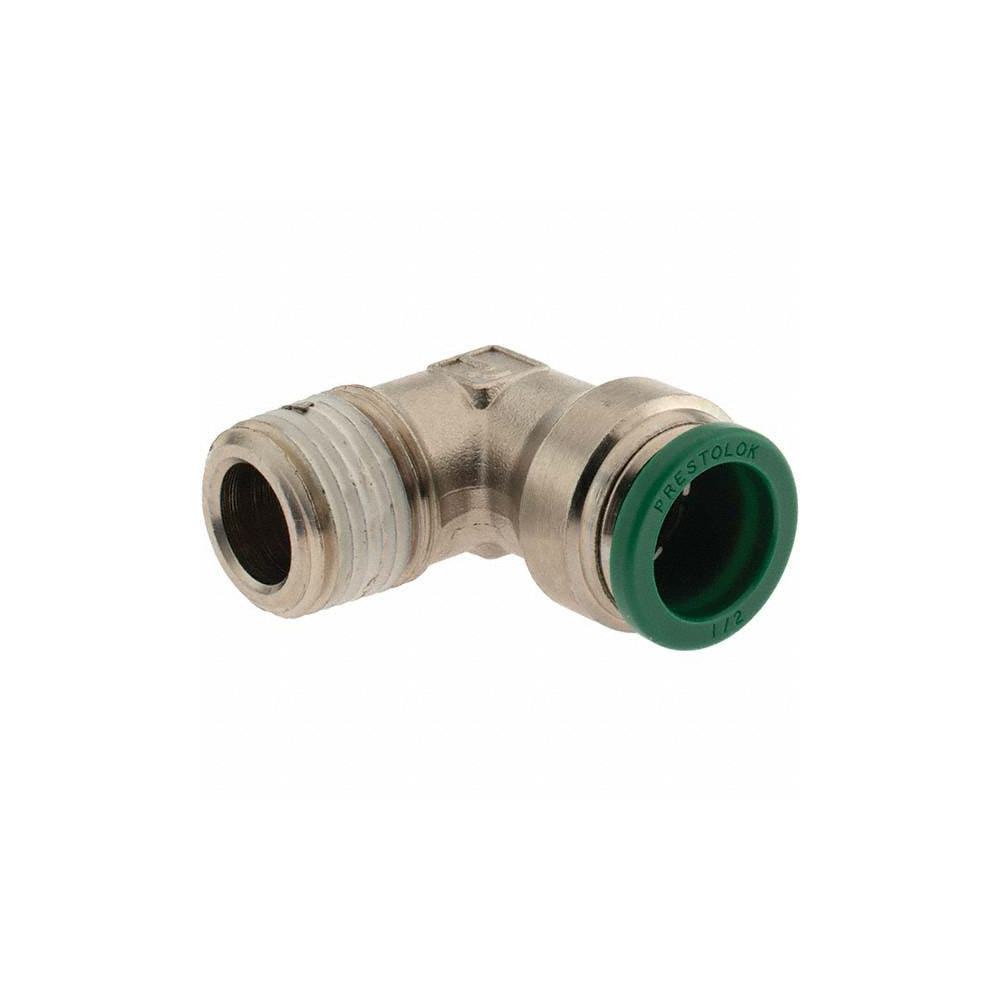 Parker Push-to-Connect Tube x MNPT x Tube x Male Fitting: 90 deg Elbow, NPTF, 1/2" OD - KP82640