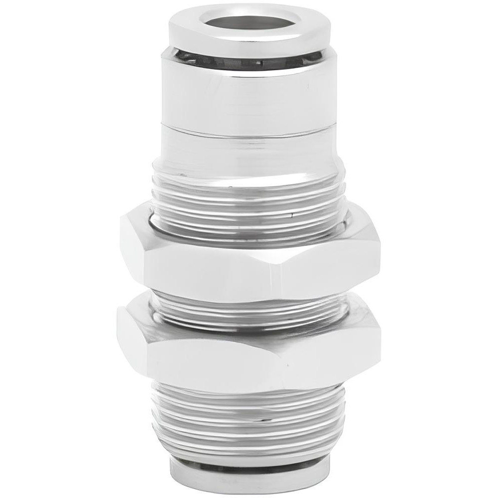 Norgren Push-to-Connect Tube x Tube Fitting: Bulkhead Connector, M16x1.5 Thread, 8.00 mm OD - 100290800