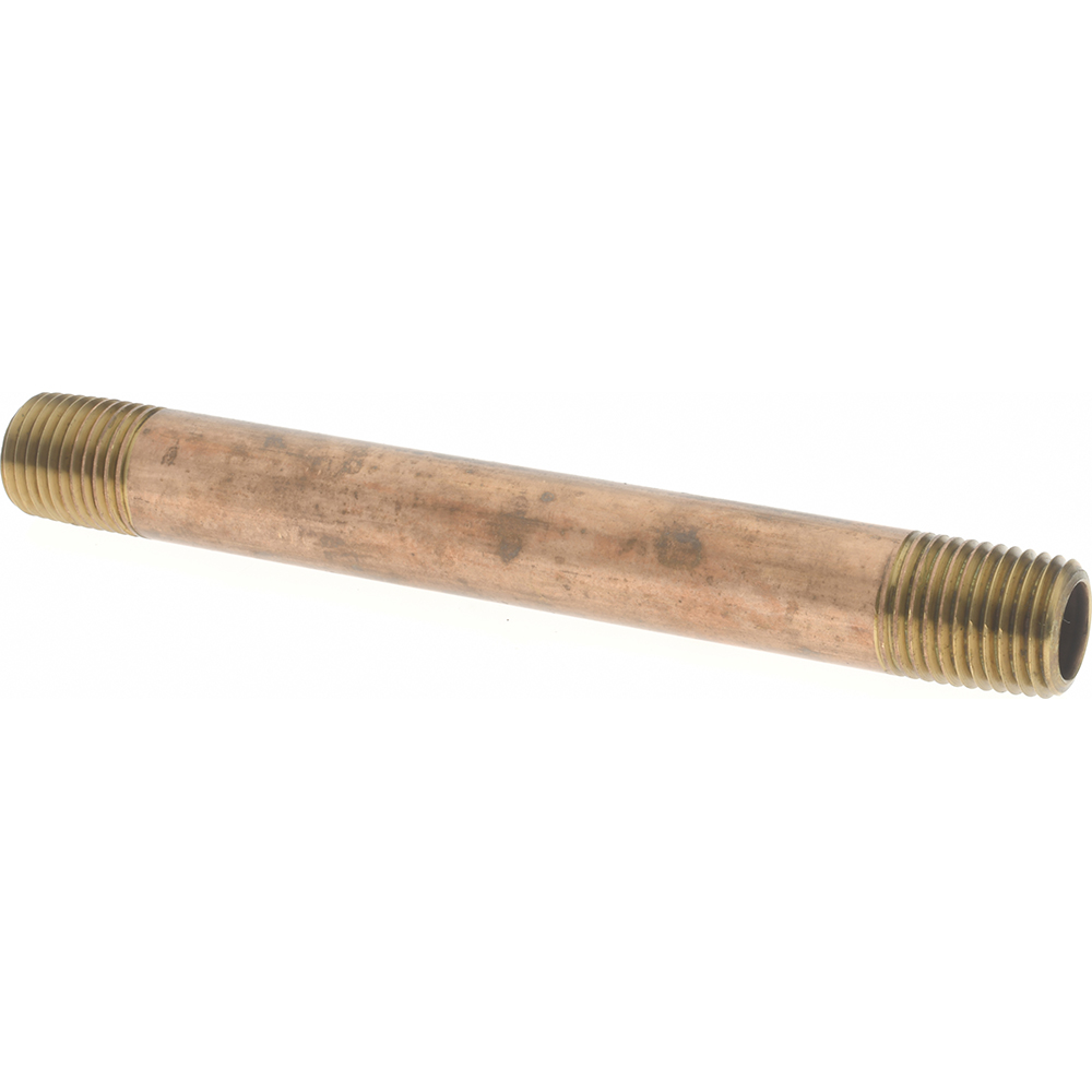 Merit Brass Brass Pipe Nipple: Threaded on Both Ends, 4-1/2" OAL, 1/4" NPT - 2104-450