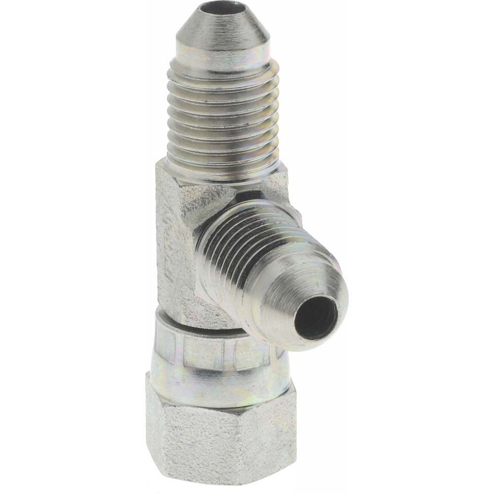 Eaton Steel Flared Tube Swivel Nut Run Tee: 1/4" OD, 7/16-20 Thread, 37 deg Flared Angle - 203102-4-4S